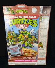 vtg 1991 TMNT Teenage Mutant Ninja Turtles Cereal Box Cool Punch-out on back