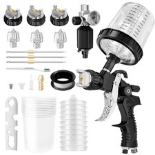 HVLP Air Spray Gun Kit with Multi Nozzles and Regulator for Painting Tool