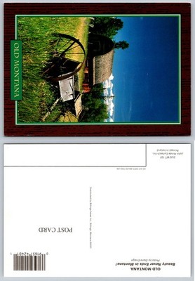 Old Montana Rustic Barn Wagon Wheel Postcard John Hinde Curteich