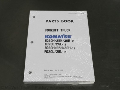 Komatsu FD20H/25H/30H/20L/25L/20H/25H/30H-U, FG20L-11, FG25L-11 Truck Parts Book