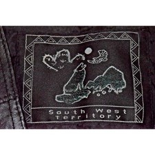 Vintage Leather Vest South West Territory Size L Black Patchwork Lined Snap