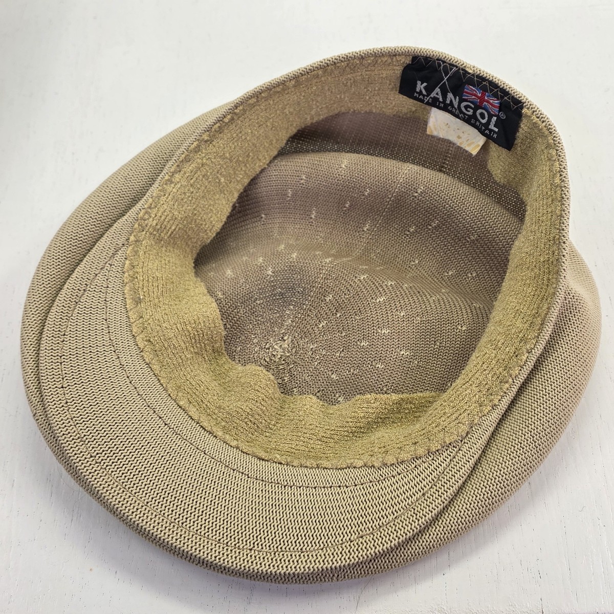 Vintage Kangol Riviera Ventair Snipe Beige Hat Made in England Tan Safari Large‎ Vintage 90s KANGOL Bareta Ventair Cap Tan Hat Beige Newsboy  main image 3