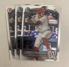 (3) ETHAN PETRY 2025 Bowman Draft 1st RC Baseball Cards 2 Chrome