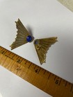  Vintage Sterling silver gold color art deco earings with blue stone — photo 3