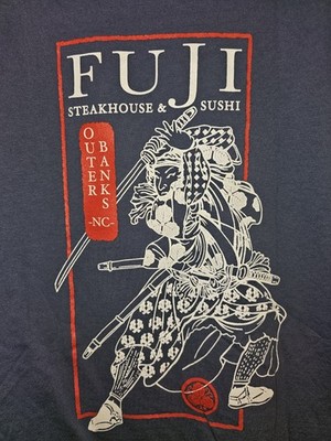 Vintage Fuji Steakhouse Sushi OBX North Carolina Xl Mens Blue Graphic Logo Tee 