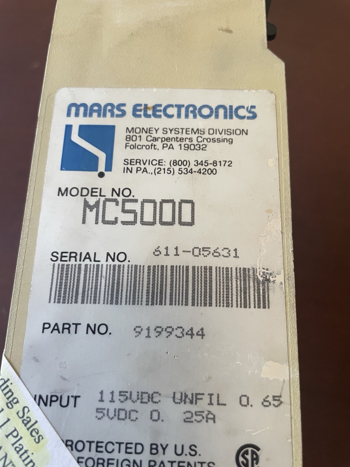 MARS MC5000 COIN MECH