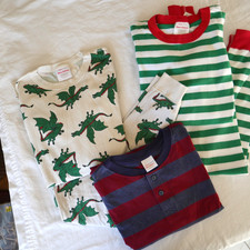 Hanna Andersson PJs pajama lot  Shirt Christmas green white dragon organic 14