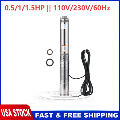 #ad #ad Deep Well Submersible Pump Stainless Steel 0.5 1 1.5HP 110V 230V 26 27GPM $103.99