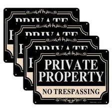 4 Pack No Trespassing Signs Private Property,10x7 Inch Rust Free Aluminum Met...