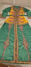 Caftan Green, Yellow, Pink, Dress for Women with Belt