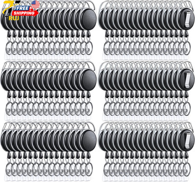 150 Retractable ID Badge Holders with Clips & Key Rings Black for Office Worker 