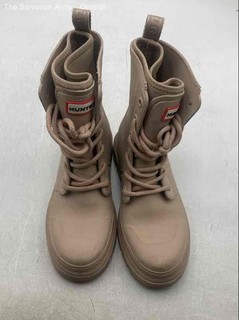 Hunter Womens Diana Brown Waterproof Round Toe Lace Up Ankle Rain Boots Size 7
