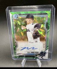 2021 Bowman Chrome Sapphire Max Meyer RC ROOKIE SP Miami MARLINS Green Auto #/50