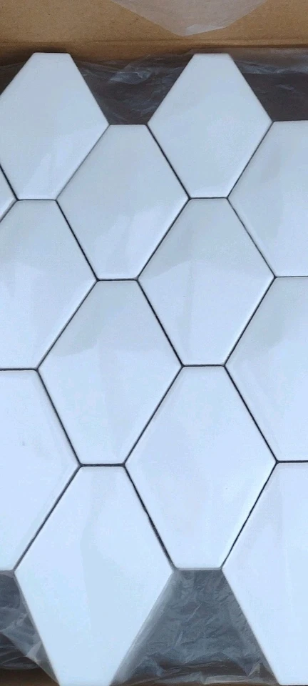 1 sheet -White Glossy Hexagon Mosaic Tile...3d Mosaic Tile 12 x 12 - Image 3 of 3