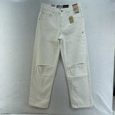 Levis Jeans Women 29x31 White SilverTab '94 Baggy Straight Distress Grunge Denim