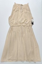 Adrianna Papell Women's Beige Chiffon Lined Dress Size 12