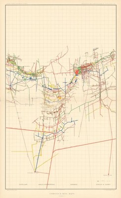 Comstock Silver Lode Mine Map 4 Gould/Curry, Savage, Hale/Norcross, Chollar 1882