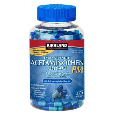 Kirkland Signature Acetaminophen PM, 500 mg, 375 Capsules