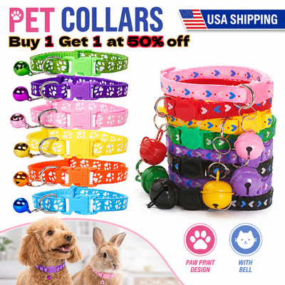Nylon Reflective Pet Collar with Bell Adjustable Cat Collar for Kitten Small Dog