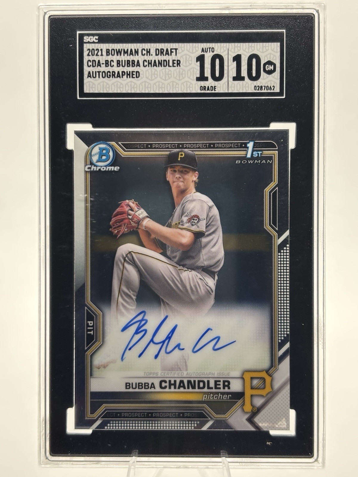 Bubba Chandler 2021 1st Bowman Chrome Auto SGC 10/10 Pirates