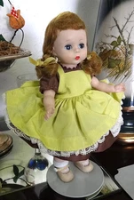 MA Madame Alexander Wendy Kin BKW Braid DOLL in Yellow Pinafore Brown Dress 2593
