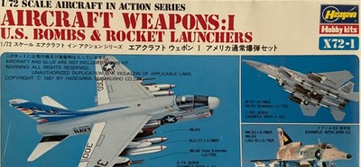 Hasegawa 1:72 Aircraft Weapons:I U.S. Bombs & Rocket Launchers Model Kit