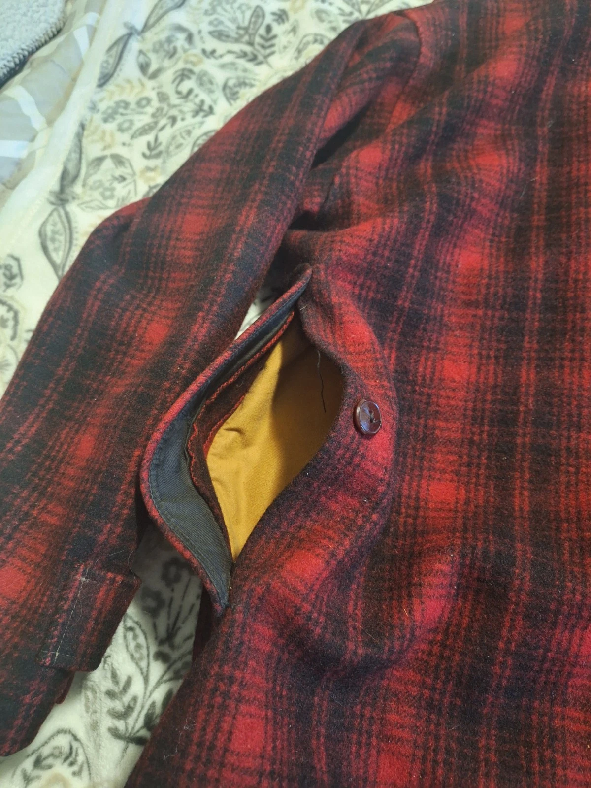 Vintage Woolrich Mackinaw Hunting Jacket Mens 46 Red Buffalo Plaid Wool 503 image 9