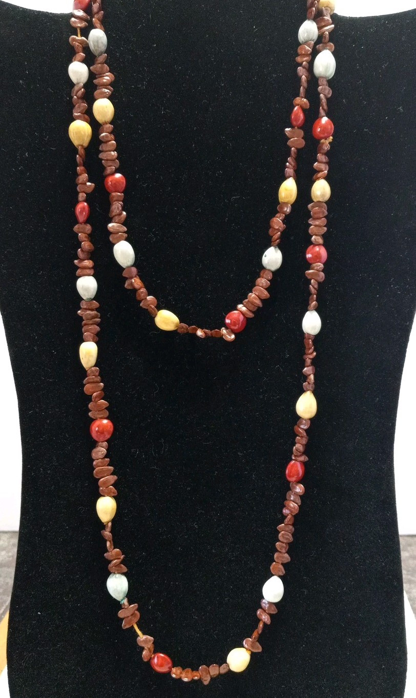 Vintage Boho 44" Appleseed & Nickernut? Necklace