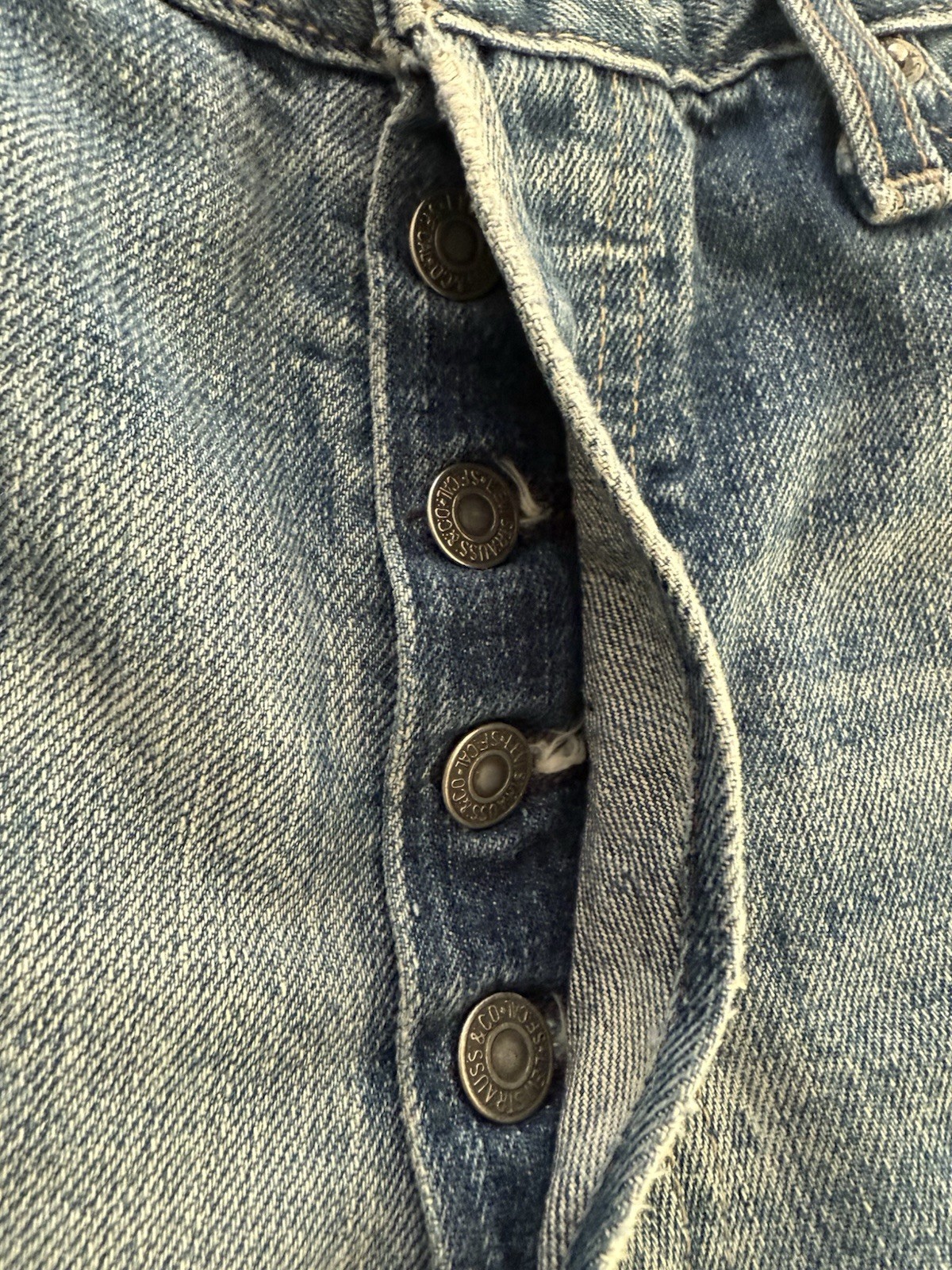 Levis 501 Custom Plaid Patchwork Denim Jeans 33x3… - image 8