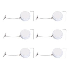 6Set 3.3ft Retractable Remote Round Remote Cable Lock White Round Iron Cap 