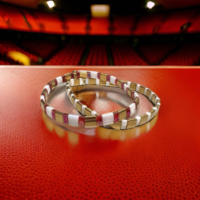 Red and Gold Tila Bracelet Duo