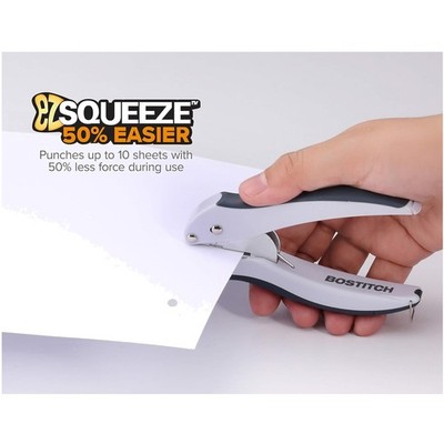 EZ Squeeze One-Hole Punch, 10 Sheets, Gray/Blue, Pack of 3