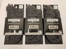 NEW 3 Pairs Hollow Alpaca Ankle Socks Grey Large Men 10.5-13 Women 10.5-12
