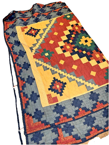 Vintage Handmade Southwest Aztec Style patchwork Pattern Quilt