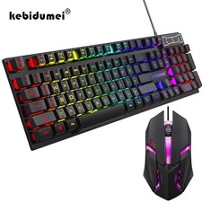 Wired Gaming Keyboard waterproof Luminous keyboard And Mouse Set for Gamer PC La