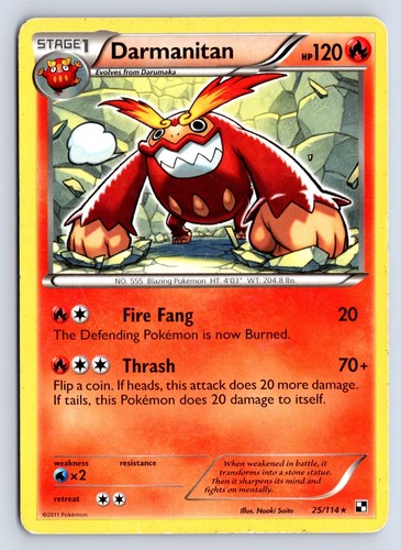 Darmanitan 25/114 Black & White 2011 Rare Pokemon TCG MP