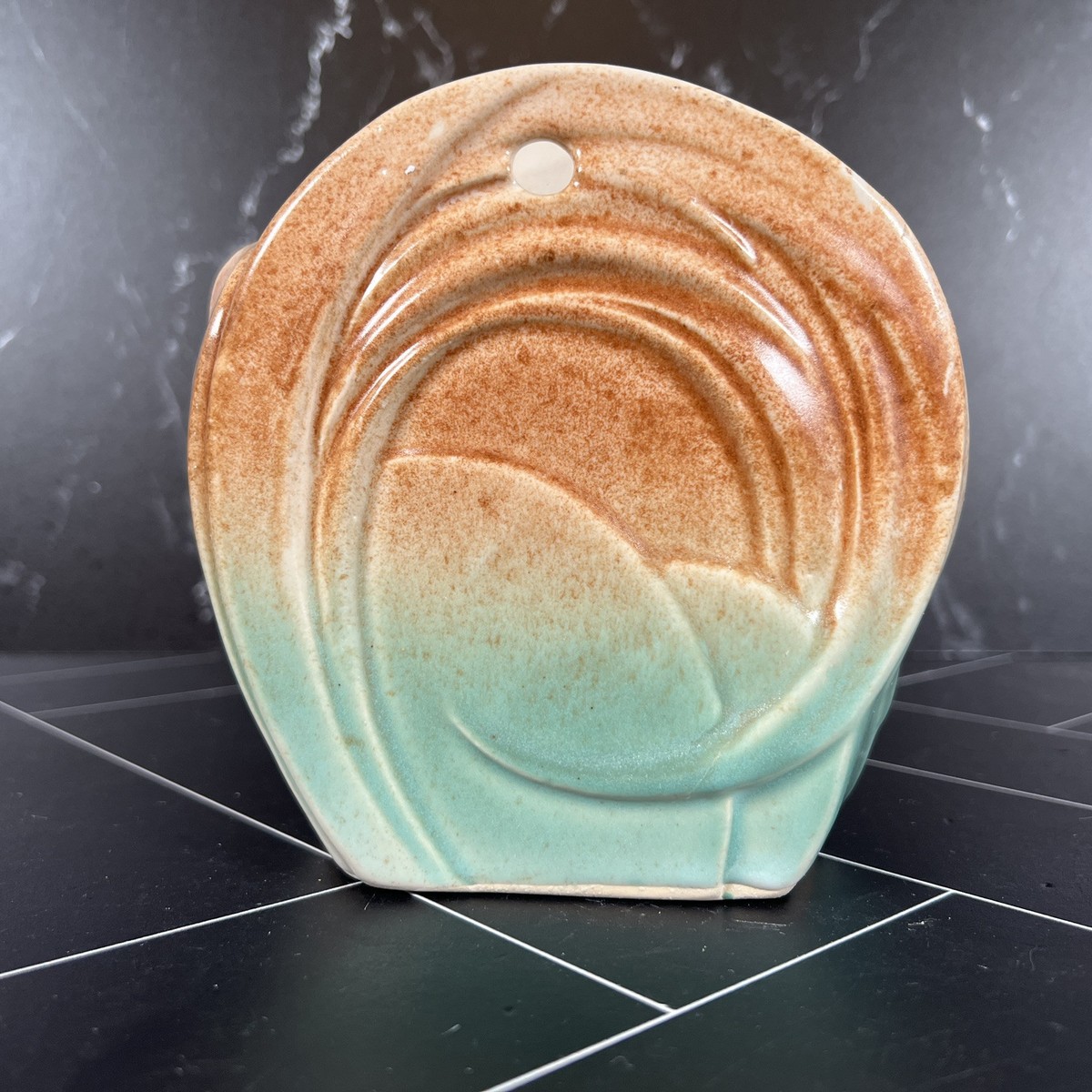 マーコ　クレイフラワー Vintage 1940s McCoy Pottery Green Brown Dogwood Flower Blossom