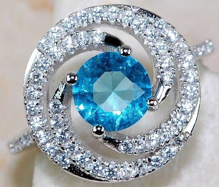 1CT  Aquamarine 925 Solid Sterling Silver Ring Jewelry Sz 8 U3-7