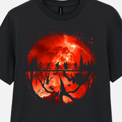 Stranger Things Upside Down T-Shirt Vibrant Graphic Print Erwachsene Teen Printed Tee