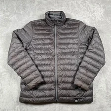 REI Co Op Men's Lightweight Down Puffer Jacket Gray Full Zip Collared Warm Sz L