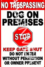 No Trespassing Dog Sign Aluminum 8x12 Weatherproof Outdoor Metal Sign