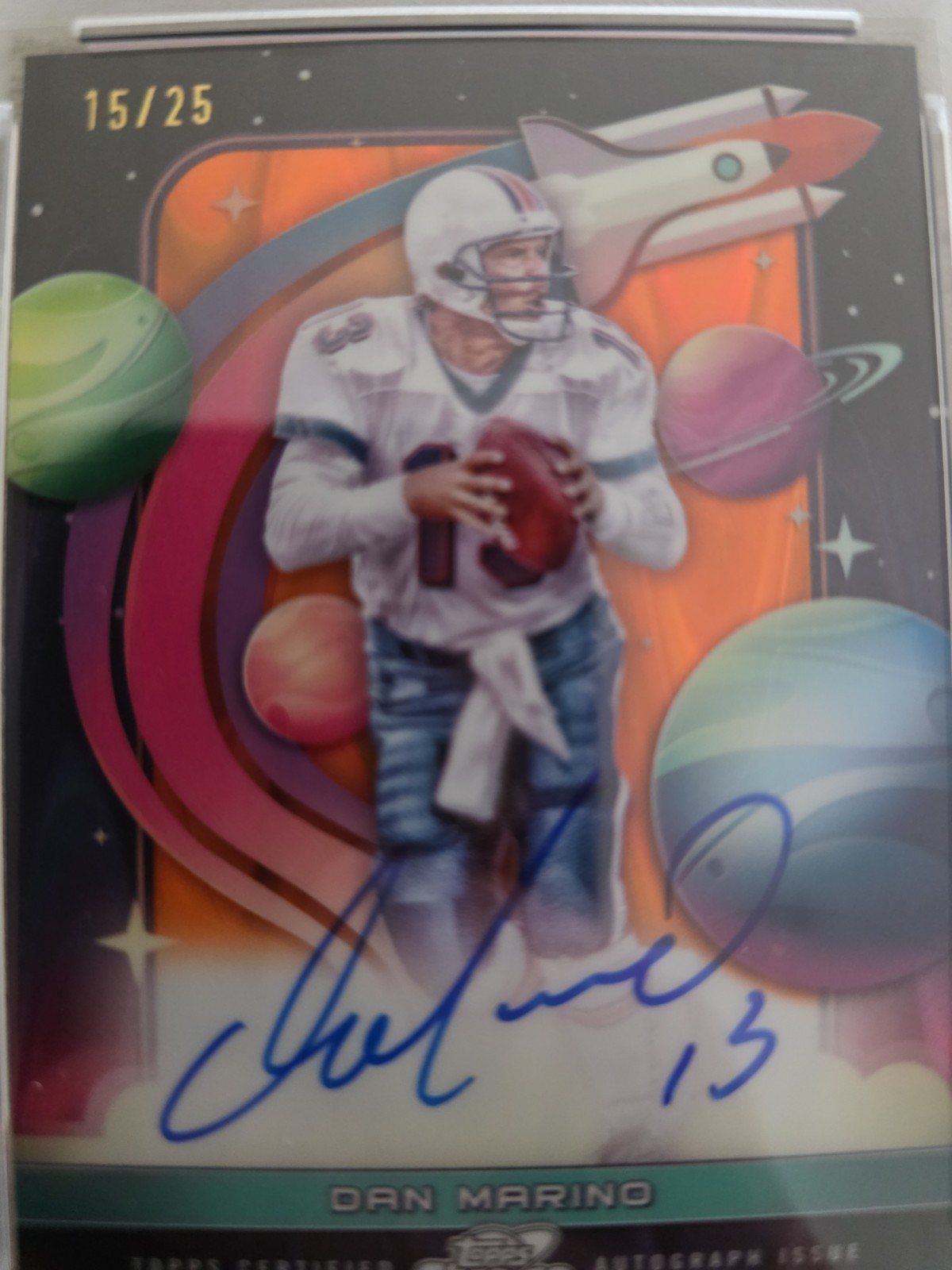 2024 Topps Chrome Cosmic DAN MARINO Auto Orange Galatic 15/25 Dolphins PSA 10  view 2