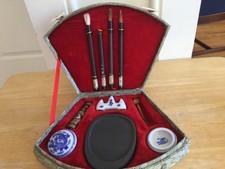 Calligraphy / Painting Set 5 Brush Chinese Japanese Sumi-e Ink in fan shaped box