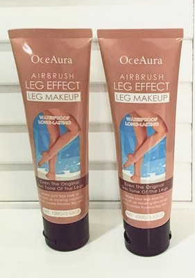 (2) OceAura Airbrush Leg Effect Makeup Waterproof Tan Cream 3.5 oz each NEW