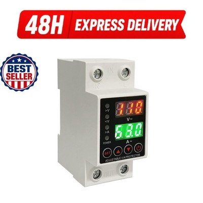 63A Smart Voltage Protector 110V 220V Adjustable Over/Under Voltage Protection
