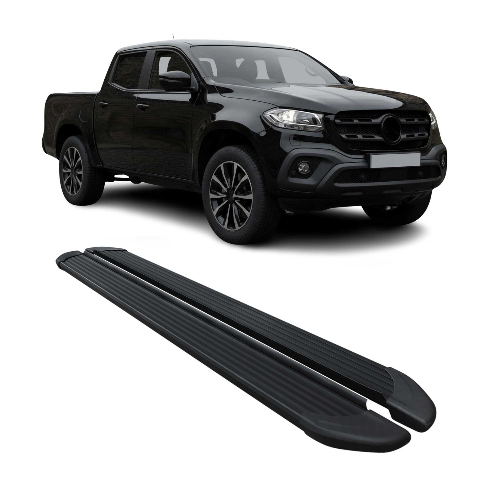 Marchepieds Mercedes Classe X Double Cab 2017-2020 alu noir, 2 pièces
