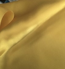 100% PURE SILK SATIN SUNFLOWER YELLOW FABRIC REMNANT 46 CM. X 76 CMS  & FREEPOST