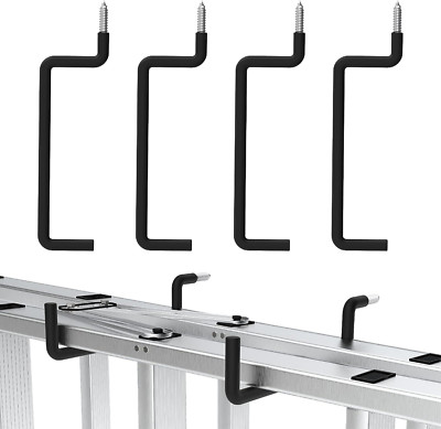 HUHOLE Ladder Hooks, Bike 4 Pack Heavy Duty Garage Hooks for Black 
