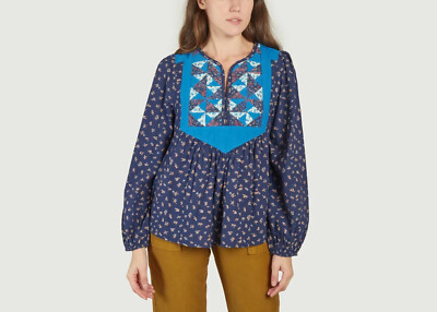 Leon & harper Cheeky Blouse Floral Printed Long Sleeve Round Neck Top Large L