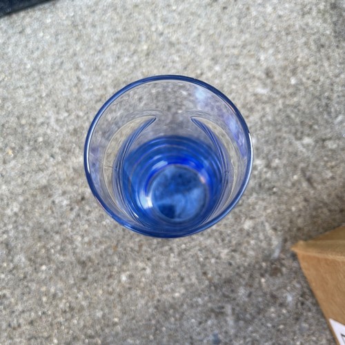 Barra turca Tekirdag Rakisi vidrio tradicional transparente con vaso de tinte azul 5" NUEVO - Imagen 4 de 7